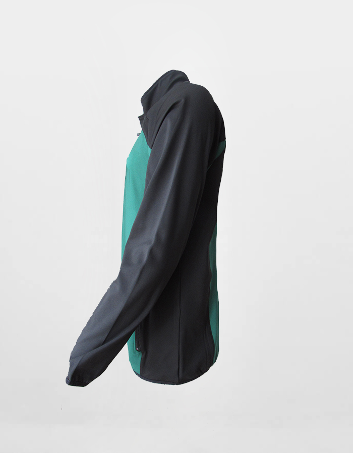 Green Black Full Zipped Fleece Jacket Back