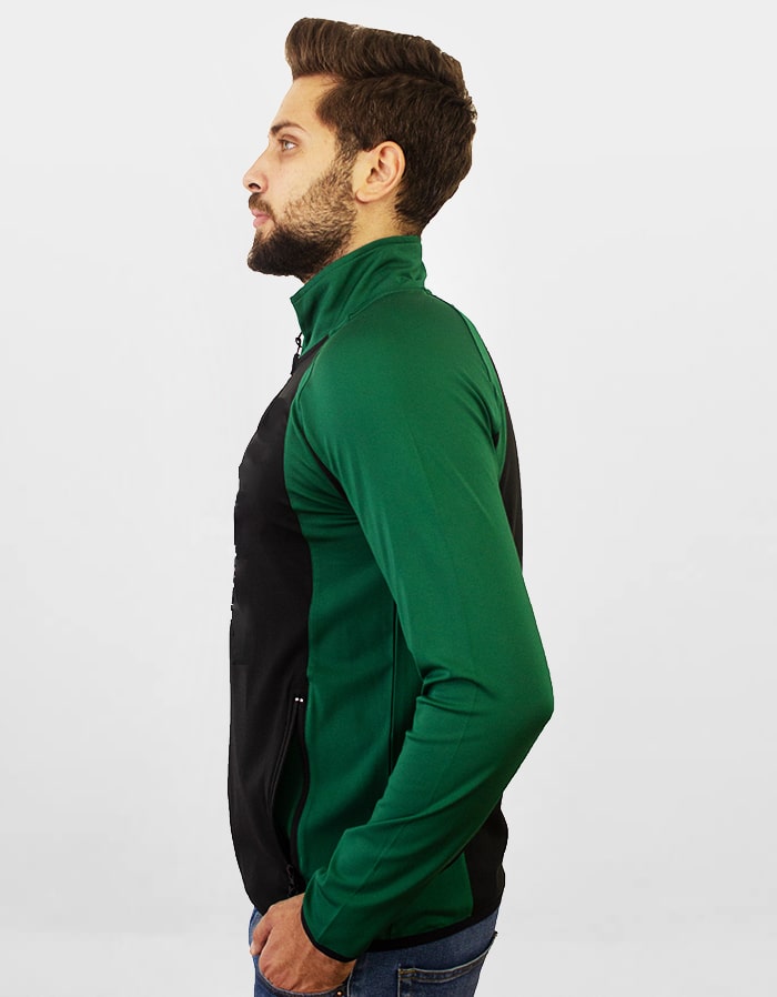 Green Black Full Zipped Fleece Jacket Side